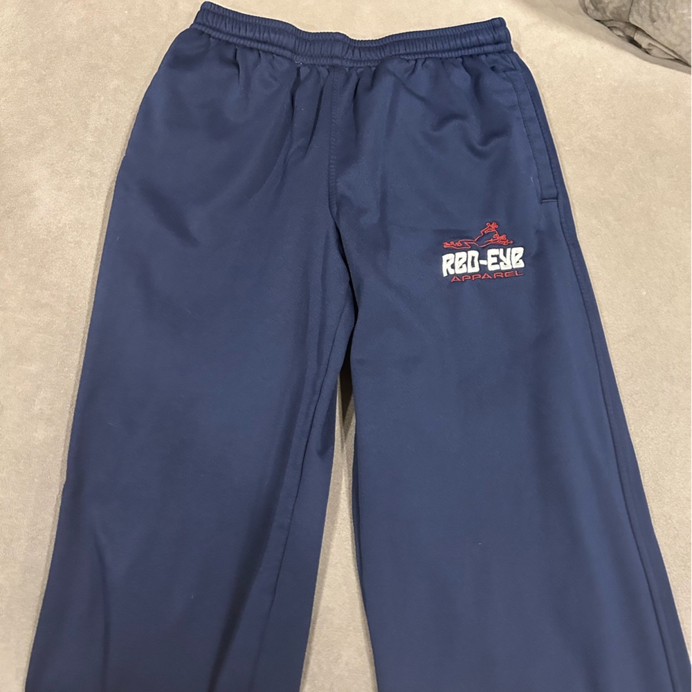Red eye sweatpants.